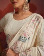 Women Embroidered Saree with Contrast Border - Image 2