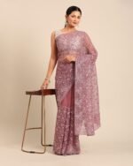 Women Embroidered Saree with Sequin Accent - Image 4