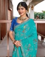 Women Embroidered Saree with Blouse Piece - Image 2
