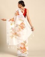 Women Floral Print Saree with Tassels - Image 2